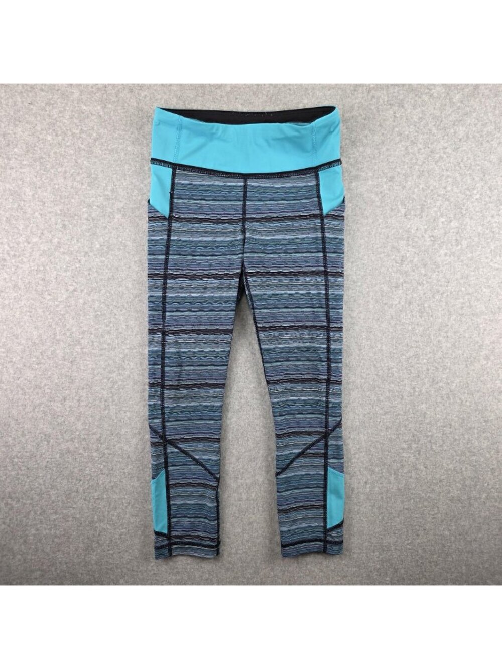 Lululemon Speed Tight Womens 4 Groovy Stripe Static Wave Blue Aquamarine Run